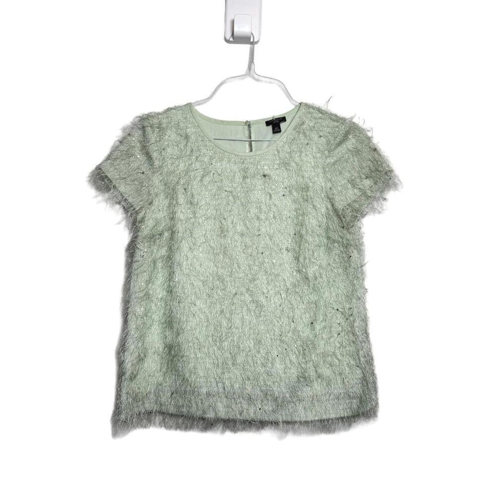 Ann Taylor Fluffy Furry Green Top